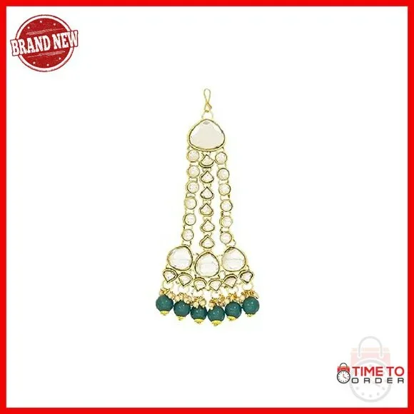 Gold Plated Kundan Bridal Jewelry Set with Pearl Necklace Earrings